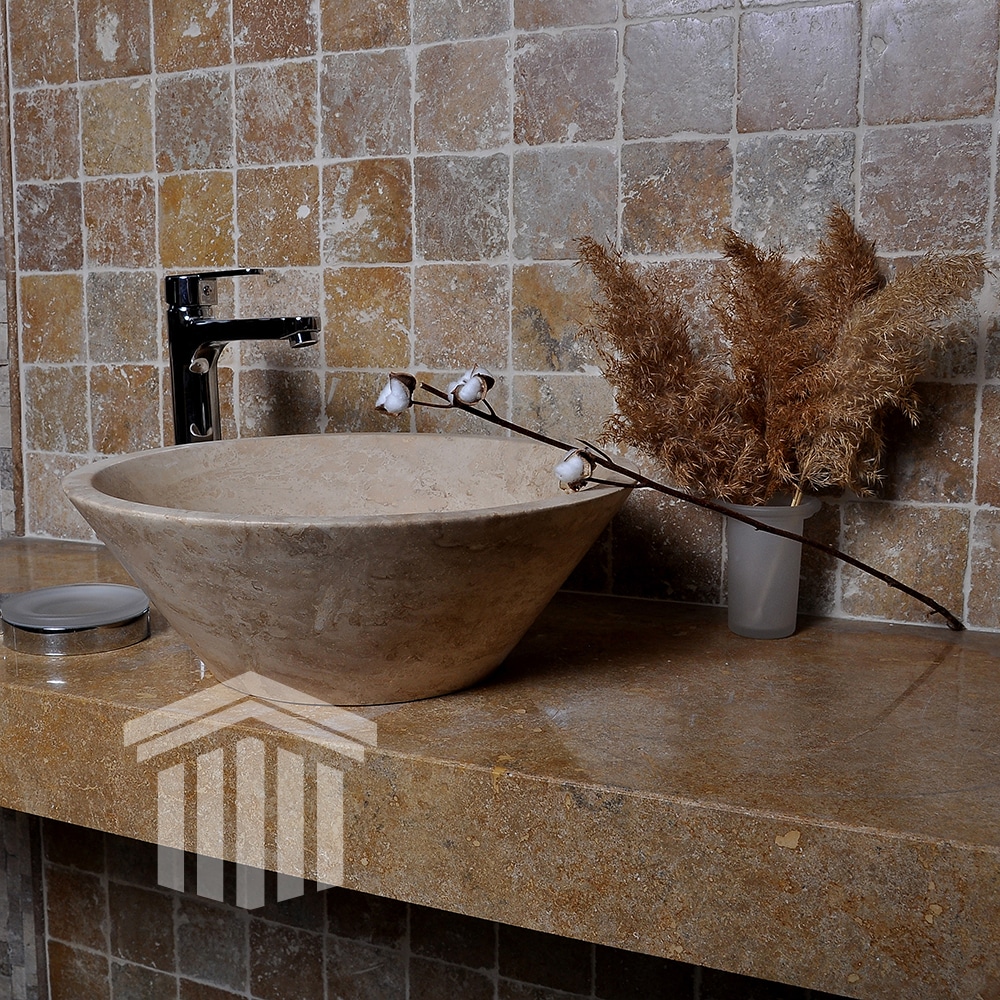 Lavoar Travertin V S01 40.6x15cm - imagine 5