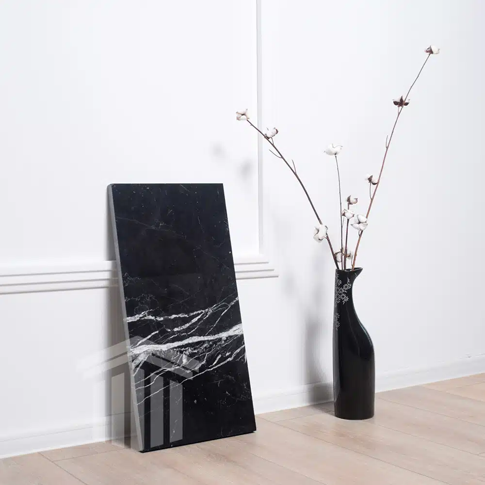 Glaf Marmură Nero Marquina Lustruită Bizotat 1L 130 x 25 x 2cm - imagine 6