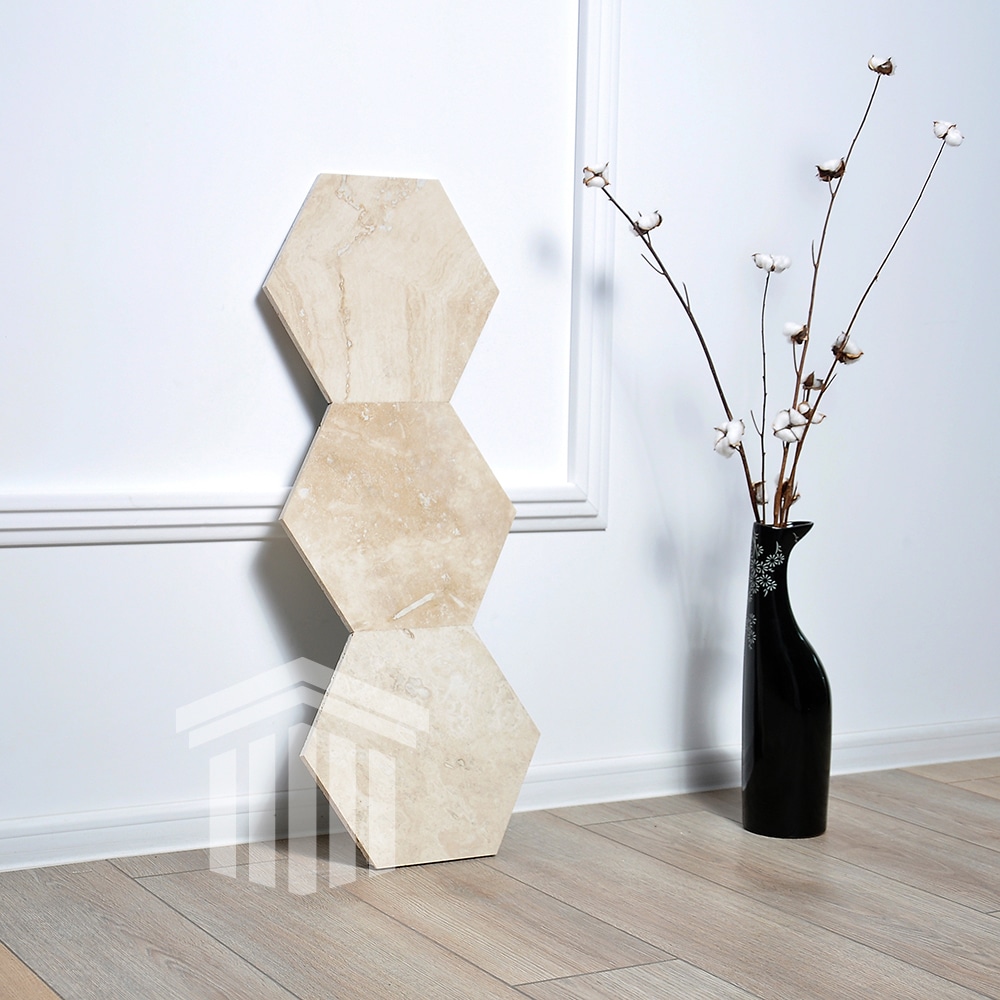 Travertin Classic CC Chituit si Mat Hexagon 30.5×30.5×1.2cm - imagine 4