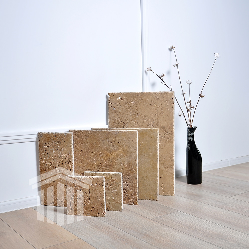 Travertin Noce Periat cu Margini Daltuite French Pattern Set 1.2cm - imagine 4