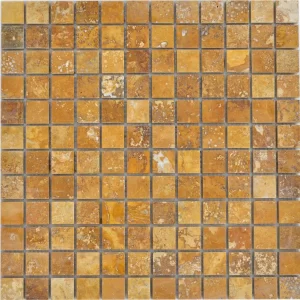 Mozaic Travertin Golden Sienna Chituit si Lustruit 2.3×2.3x1cm