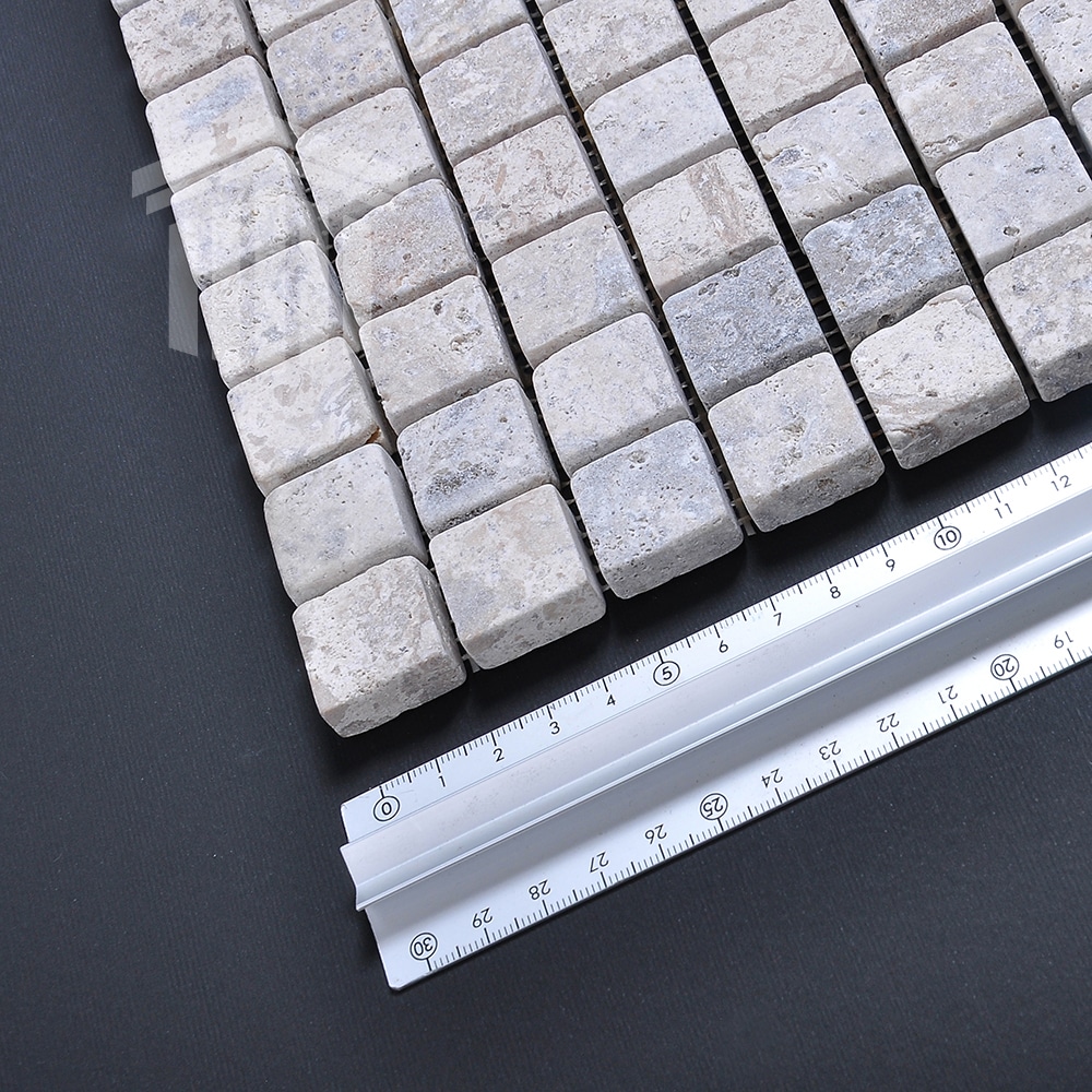 Mozaic Travertin Silver Antichizat 2.3×2.3x1cm - imagine 3