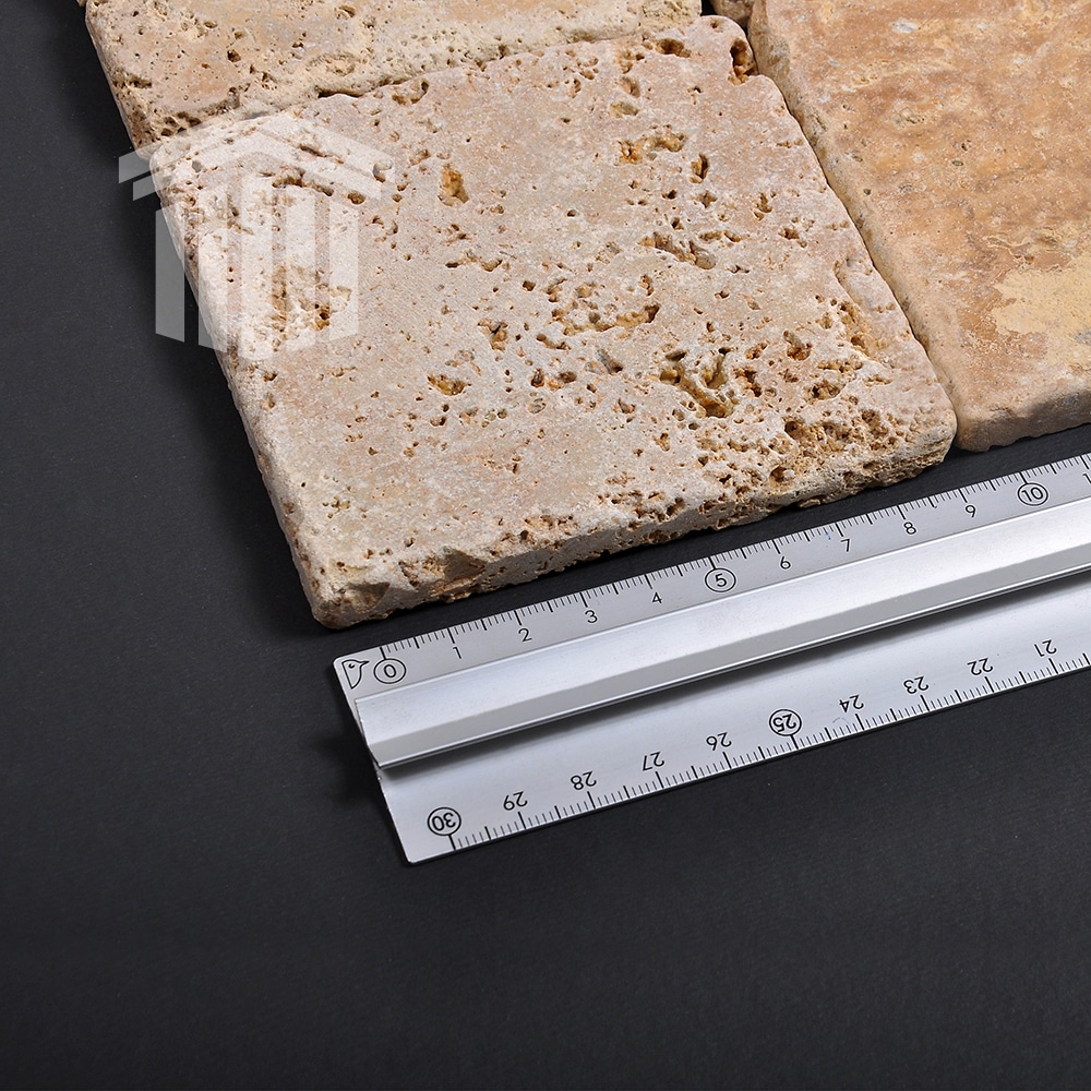 Travertin Golden Sienna Antichizat 10x10x1cm - imagine 3