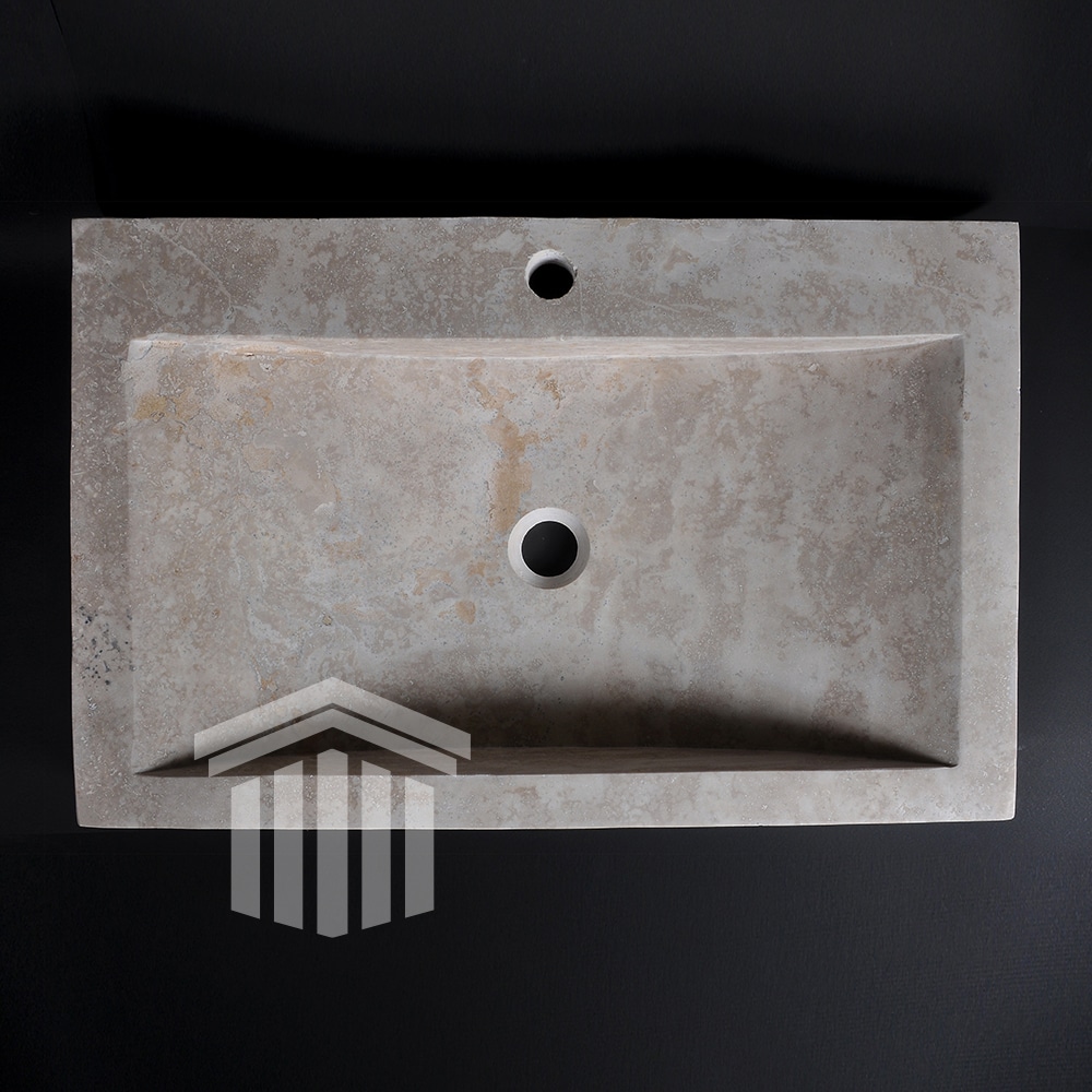 Lavoar Travertin L S03 45x70x10cm (Patrat cu gaura baterie) - imagine 2