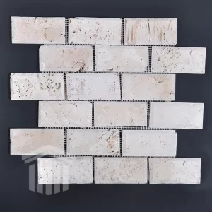 Mozaic Travertin Classic Nechituit si Mat Bizotat 4.8x10x1cm