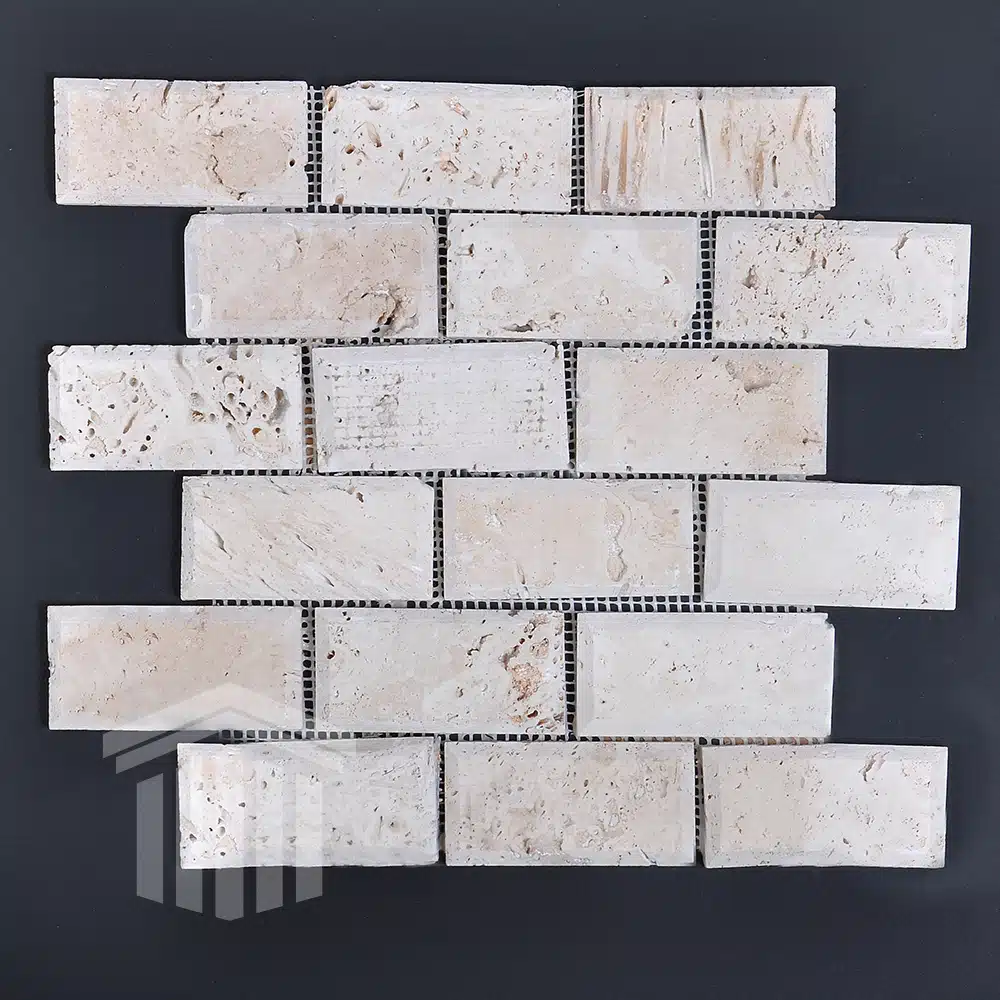 Mozaic Travertin Classic Nechituit si Mat Bizotat 4.8x10x1cm