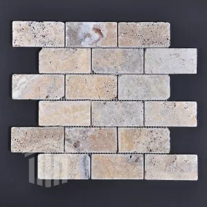 Mozaic Travertin Golden Sienna Antichizat 4.8x10x1cm