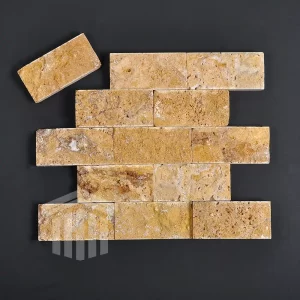 Travertin Golden Sienna Scapitat 5x10x1cm