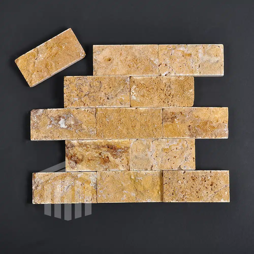 Travertin Golden Sienna Scapitat 5x10x1cm