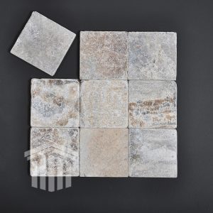 Travertin Silver Antichizat 10x10x1cm