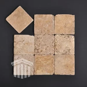 Travertin Golden Sienna Antichizat 10x10x1cm