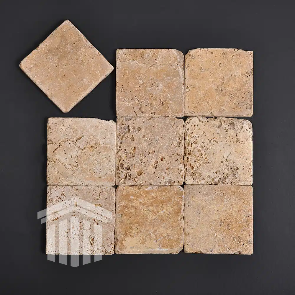 Travertin Golden Sienna Antichizat 10x10x1cm