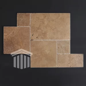 Travertin Noce Periat cu Margini Daltuite French Pattern Set 1.2cm