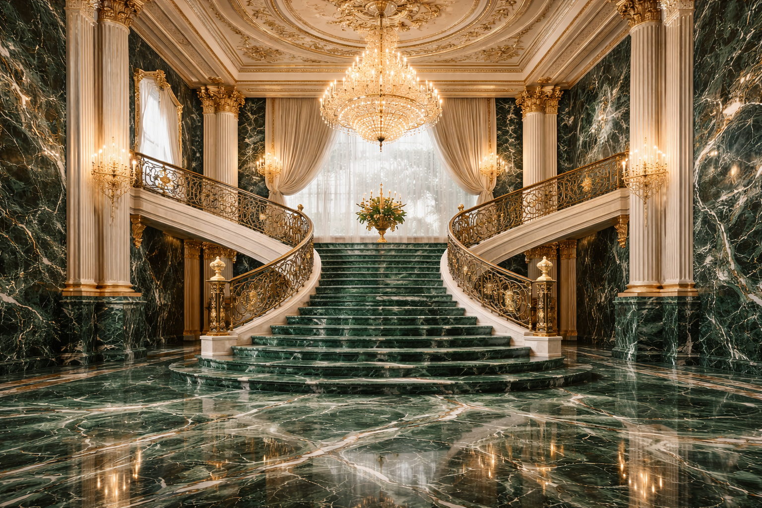 Amenajare cu marmura verde argintie