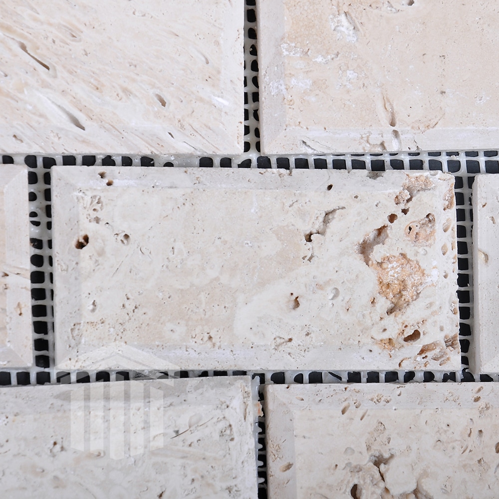 Mozaic Travertin Classic Nechituit si Mat Bizotat 4.8x10x1cm - imagine 2